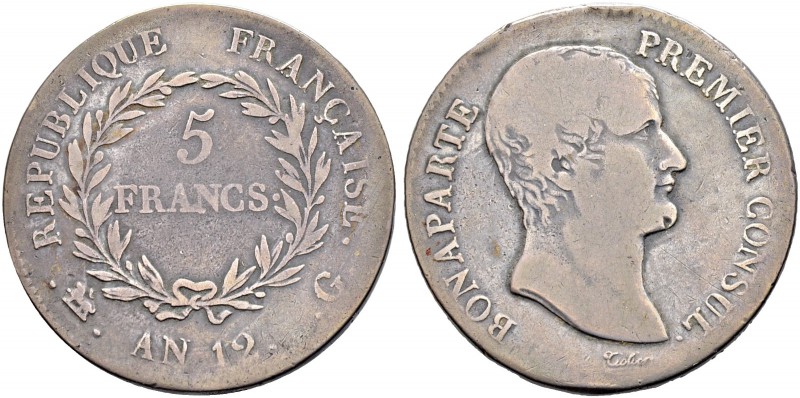 SCHWEIZ. Genf/Genève. Französische Prägungen. 5 Francs an 12 (1803), Genf. Portr...