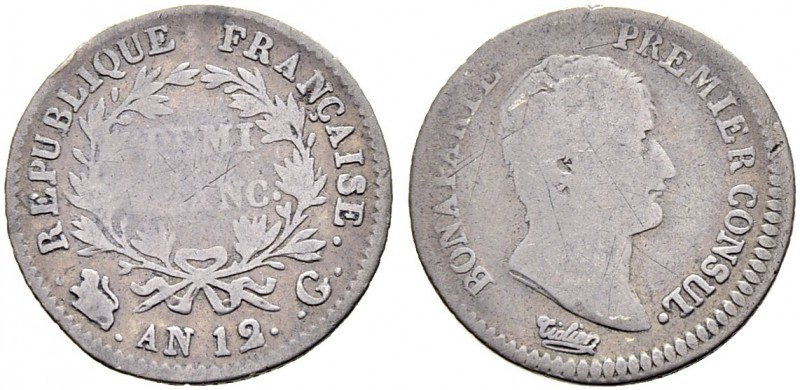 SCHWEIZ. Genf/Genève. Französische Prägungen. 1/2 Franc an 12 (1803), Genf. Port...
