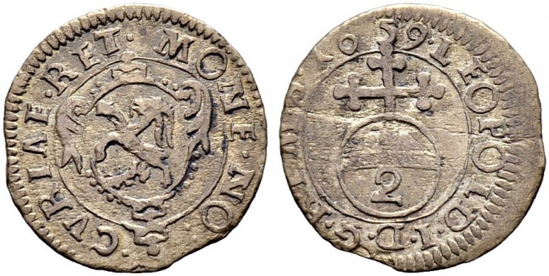 SCHWEIZ. Graubünden. Chur, Stadt. 2 Kreuzer 1659, Chur. 0.93 g. Trachsel 590 var...