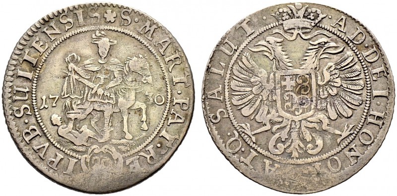 SCHWEIZ. Schwyz. 20 Kreuzer 1730, Bäch. Gerippter Rand. 4.66 g. Wielandt (Schwyz...