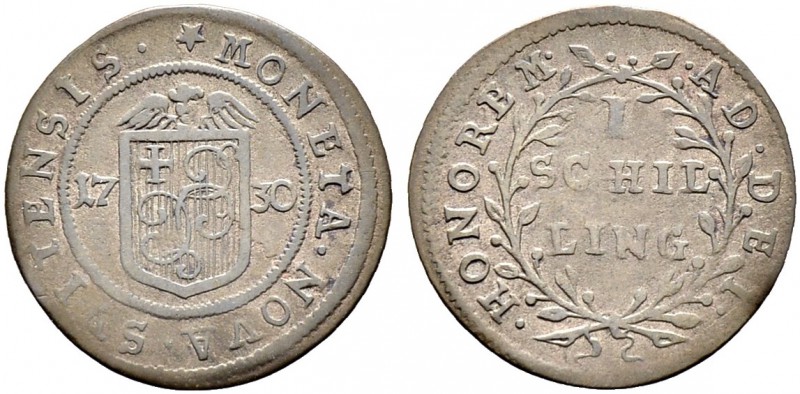 SCHWEIZ. Schwyz. Schilling 1730, Bäch. Av.-Stempel: Jahreszahl 17 30 steht gegen...