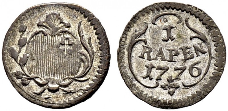 SCHWEIZ. Schwyz. Rappen 1776, Schwyz. Ovales, oben und unten eingebuchtetes Schw...