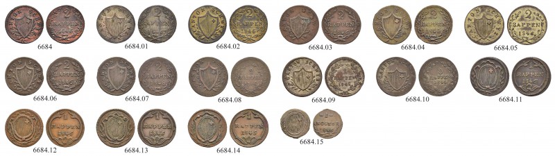 SCHWEIZ. Schwyz. 2 Rappen 1846, Schwyz. Teilweise mit Mzz. B (11). Rappen 1846 (...