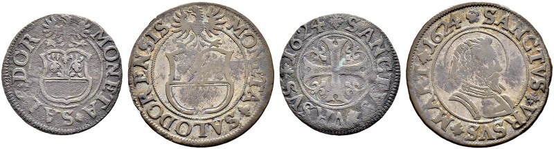 SCHWEIZ. Solothurn. Stadt und Kanton. Halbbatzen 1624 Solothurn. & Kreuzer 1624....