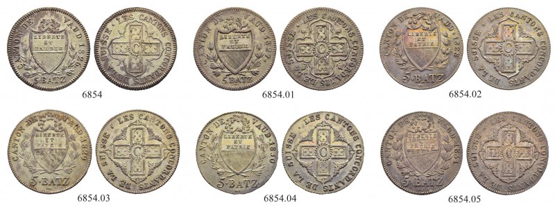 SCHWEIZ. Waadt/Vaud. Kanton. 5 Batzen 1826, Lausanne. 5 Batzen 1827. 5 Batzen 18...