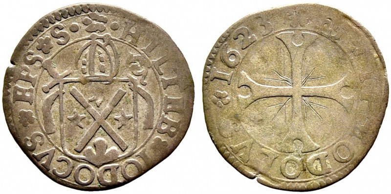 SCHWEIZ. Wallis/Valais. Sitten, Bistum. Hildebrand Jost, 1613-1638. Halbbatzen 1...