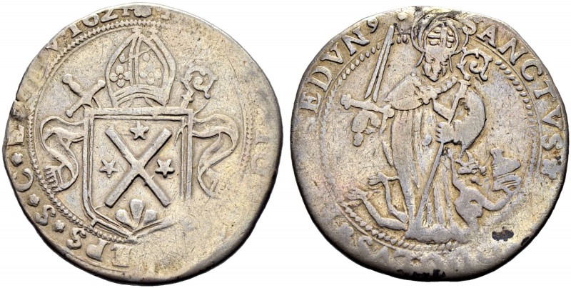SCHWEIZ. Wallis/Valais. Sitten, Bistum. Hildebrand Jost, 1613-1638. Halbtaler 16...