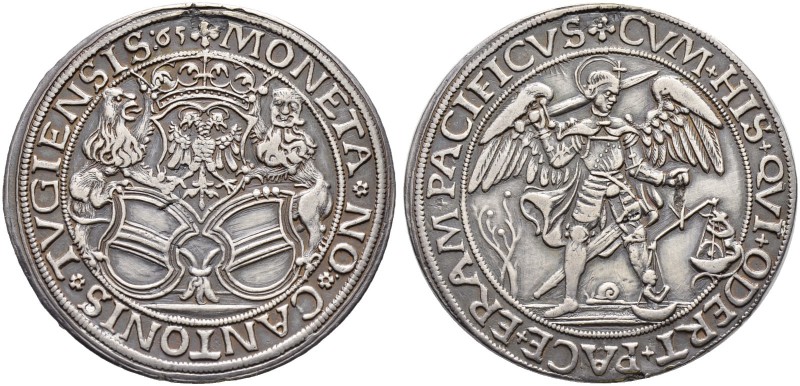 SCHWEIZ. Zug. Stadt und Kanton. Taler 1565, Zug. Sog. Schneckentaler. Stempel vo...
