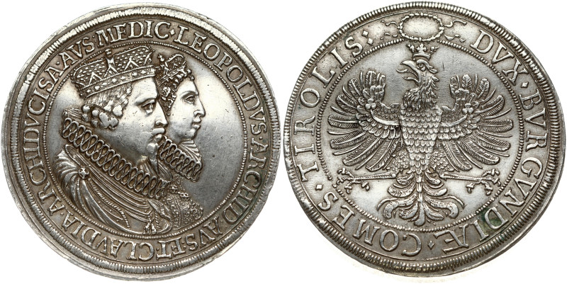 Holy Roman Empire, Tyrol. Leopold V (1619-1625). 2 Taler ND (1626). Wedding with...