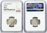 3 Kreuzer 1670 Vienna NGC MS 65 ONLY ONE COIN IN HIGHER GRADE