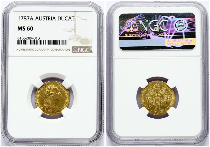 Holy Roman Empire, Austria. Joseph II (1780-1790). Ducat 1787 A, Vienna. Gold Fr...