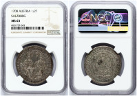 Salzburg 1/2 Taler 1708 NGC MS 63 ONLY ONE COIN IN HIGHER GRADE