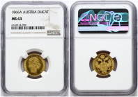 Austria Ducat 1866 A NGC MS 63 ONLY 4 COINS IN HIGHER GRADE