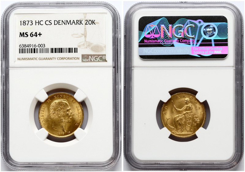 Denmark. Christian IX (1863-1906). 20 Kroner 1873 HC/CS. Gold 8.92 g. Fr. 295; K...