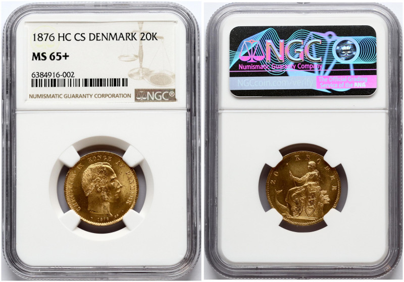 Denmark. Christian IX (1863-1906). 20 Kroner 1876 HC/CS. Gold 8.92 g. Fr. 295; K...