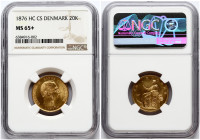 Denmark 20 Kroner 1876 HC/CS NGC MS 65+ ONLY 2 COINS IN HIGHER GRADE