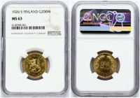 Finland 200 Markkaa 1926 S NGC MS 63