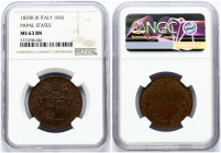 Vatican Baiocco 1839 IX NGC MS 63 BN ONLY ONE COIN IN HIGHER GRADE