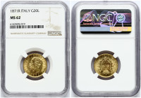 Italy 20 Lire 1871 R NGC MS 62