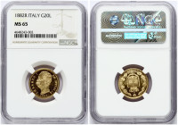 Italy 20 Lire 1882 R NGC MS 65