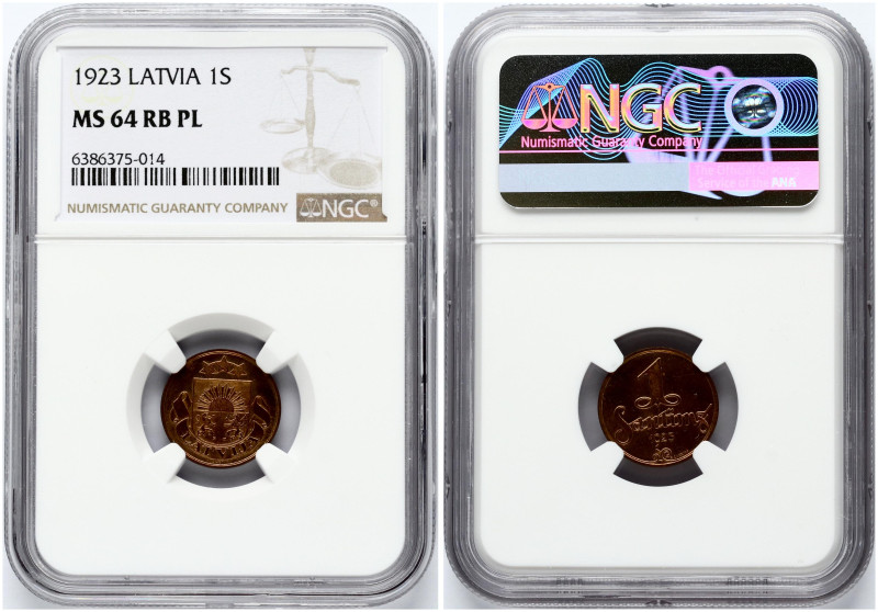 Latvia. 1 Santims 1923. Bronze. KM-1. NGC MS 64 RB PL TOP POP
Estimate: EUR 200...