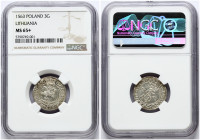 Lithuania Trojak 1563 Vilnius NGC MS 65+ TOP POP