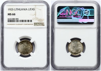 Lithuania 1 Litas 1925 NGC MS 66 ONLY 2 COINS IN HIGHER GRADE