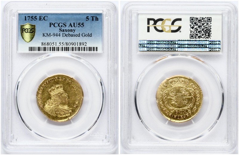 Prussian Military Issue of 5 Taler 1755 EC, Frederick Augustus II (1733-1763). G...