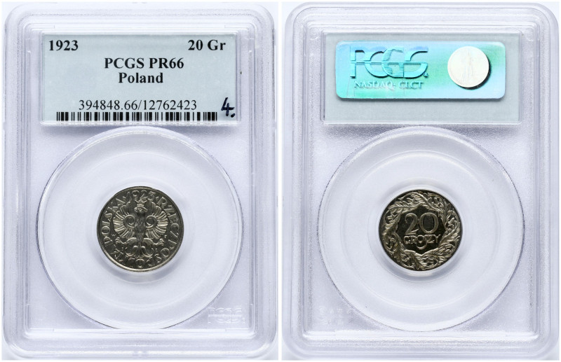 Poland. 20 Groszy 1923. Nickel.  Parchimowicz P.112e, typ II - letters GR separa...