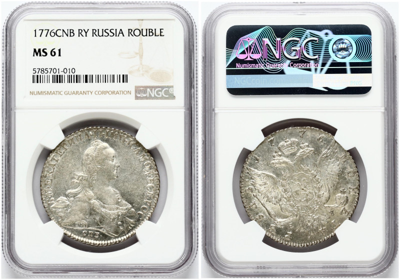 Russia. Catherine II (1762-1796). Rouble 1776 СПБ-ТИ-ЯЧ, St. Petersburg. Silver....