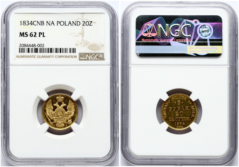 Russia for Poland. Nicholas I (1826-1855). 3 Roubles - 20 Zlotych 1834 СПБ-ПД, S...