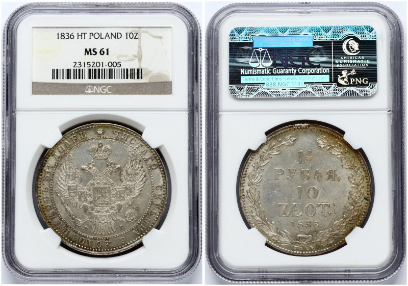 Russia For Poland. Nicholas I (1826-1855). 1 1/2 Roubles - 10 Zlotych 1836 НГ, S...