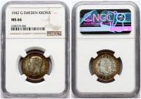 Sweden 1 Krona 1942 G NGC MS 66 TOP POP