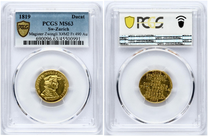 Switzerland, Zurich. Ducat 1819 Reformation - Huldrych Zwingli. Gold 3.5 g. Fr. ...