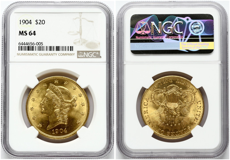 USA. 20 Dollars 1904 Philadelphia, Liberty Head - Double Eagle. Gold 33.43 g. Fr...