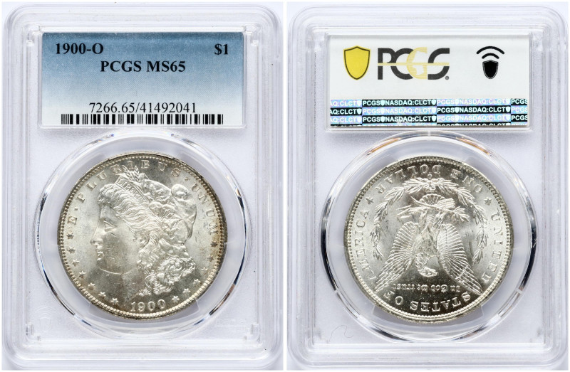USA. 1 Morgan Dollar 1900 O, New Orleans. Silver. KM 110. PCGS MS 65