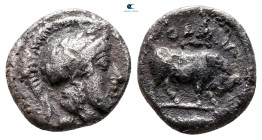 Lucania. Thourioi circa 350-300 BC. Diobol AR