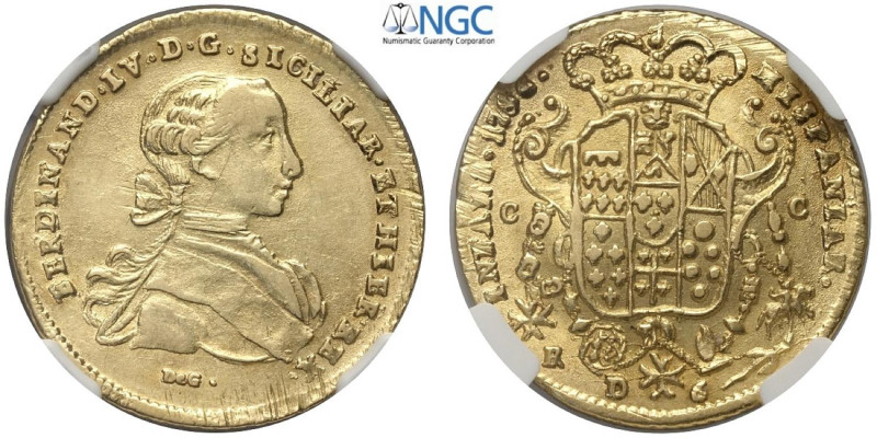 Napoli, Ferdinando IV di Borbone (1759-1816), 6 Ducati 1766, Au mm 26,5 g 8,80, ...
