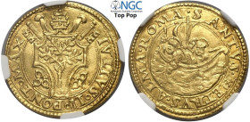 Roma, Giulio II (1503-1513), Fiorino di Camera, Rara Mun-15 MIR-552/1 Au mm 22 g 3,36 ottima conservazione, in Slab MS62 (Top Pop!)