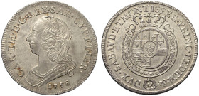 Savoia, Carlo Emanuele III (1730-1773), Mezzo Scudo 1758, Rara Ag mm 37 g 17,55 buon SPL