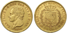 Savoia, Carlo Felice (1821-1831), 80 Lire 1830 Genova, Au mm 33 g 25,80 impercettibile colpetto, buon SPL
