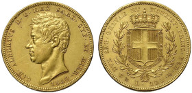 Savoia, Carlo Alberto (1831-1849), 100 Lire 1840 Genova, Rara Au mm 34 g 32,21 alcuni colpetti, BB