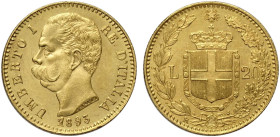 Regno d'Italia, Umberto I (1878-1900), 20 Lire 1893, Au mm 21 g 6,45 SPL-FDC