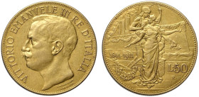 Regno d'Italia, Vittorio Emanuele III (1900-1943), 50 Lire 1911 Prova, Rara Au mm 28 g 16,10 BB-SPL