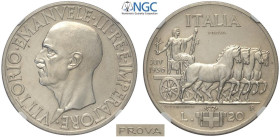 Regno d'Italia, Vittorio Emanuele III (1900-1943), 20 Lire 1936 Prova, RRR Pag-205 Ag mm 35,5 g 20,00 in Slab NGC UNC-Cleaned (leggermente pulita)