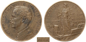 Regno d'Italia, Vittorio Emanuele III (1900-1943), 10 Centesimi 1908 Prova sabbiata, RRRR Cu mm 30 g 9,77 rarissima nella versione sabbiata, q.FDC-FDC