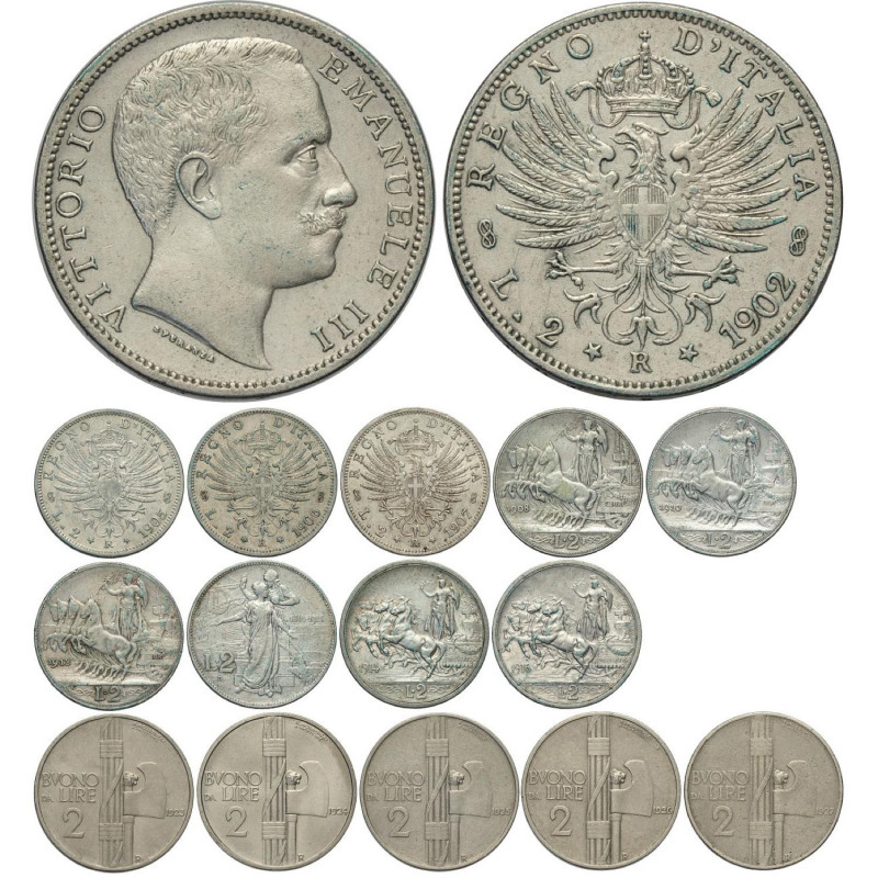 Regno d'Italia, Vittorio Emanuele III (1900-1943), Lotto di 15 monete differenti...