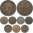 Regno d'Italia, Vittorio Emanuele III (1900-1943), Lotto di 8 monete differenti da 2 Centesimi, si segnala: 1905 (SPL), 1907 (RR BB), 1912 (SPL)
