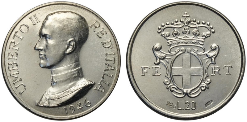 Regno d'Italia, Umberto II (1946), Gettone da 20 Lire 1946, RRR Mont-1 Ag mm 24 ...