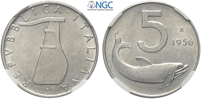 Repubblica Italiana, Monetazione in Lire (1946-2001), 5 Lire 1956, RR It mm 20,2...